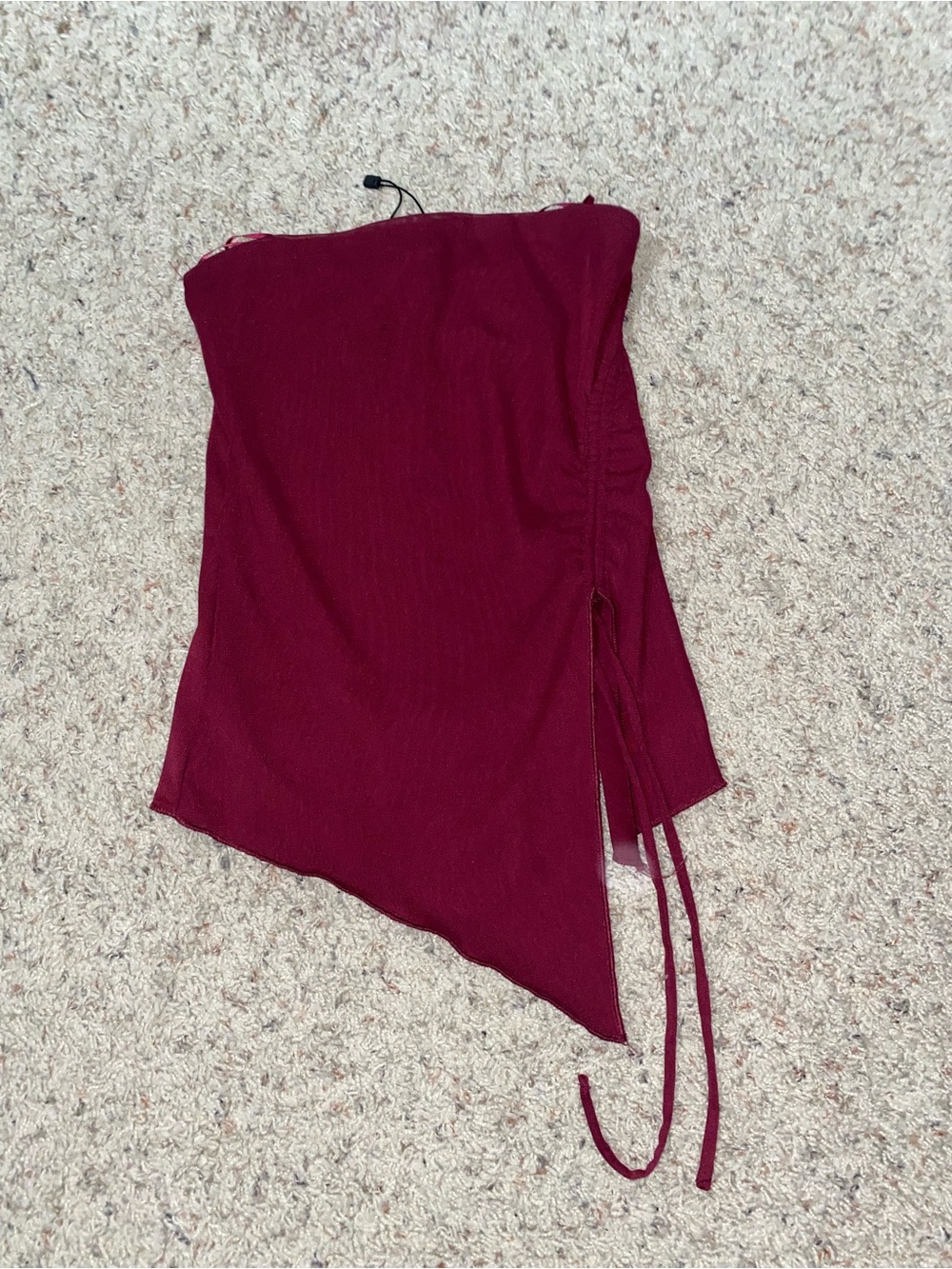 Garage Asymmetrical Burgundy Tie-Side Tube Top